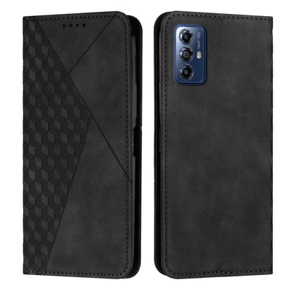 For Motorola Moto G Play 2024 Diamond Splicing Skin Feel Magnetic Leather Phone Case(Black) by buy2fix