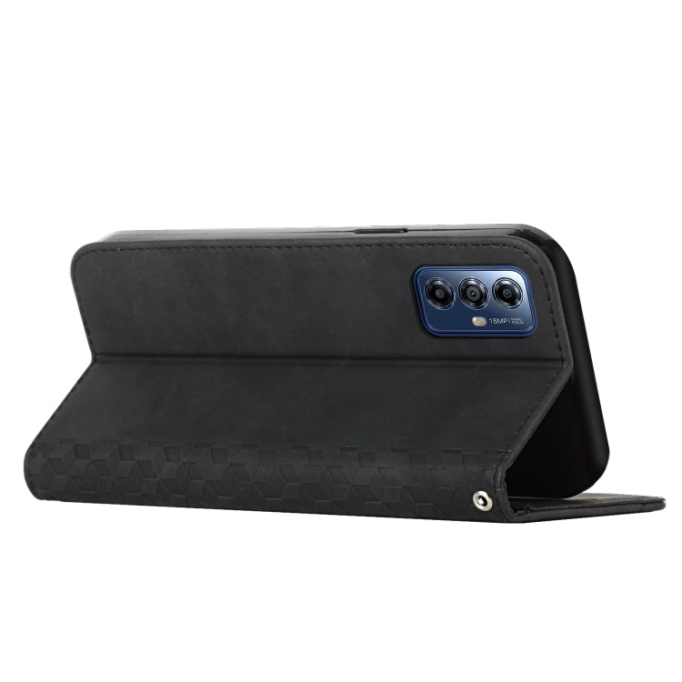 For Motorola Moto G Play 2024 Diamond Splicing Skin Feel Magnetic Leather Phone Case(Black) by buy2fix