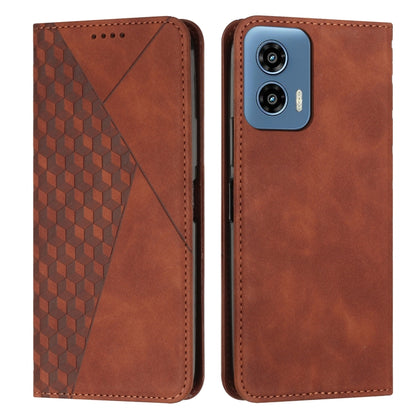 For Motorola Moto G Play 5G 2024 / G 5G 2024 Diamond Splicing Skin Feel Magnetic Leather Phone Case(Brown) by buy2fix