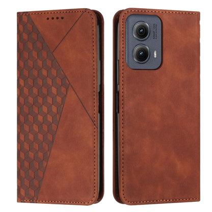 For Motorola Edge 2024 Diamond Splicing Skin Feel Magnetic Leather Phone Case(Brown) by buy2fix