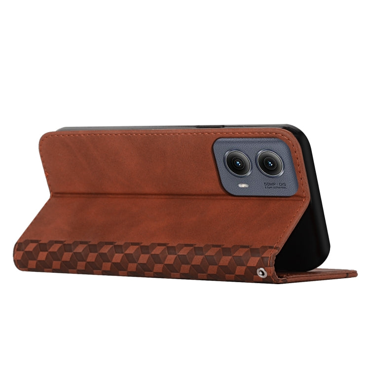 For Motorola Edge 2024 Diamond Splicing Skin Feel Magnetic Leather Phone Case(Brown) by buy2fix