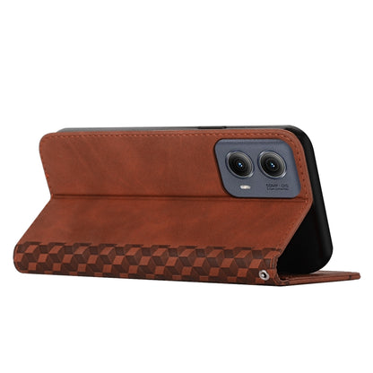 For Motorola Edge 2024 Diamond Splicing Skin Feel Magnetic Leather Phone Case(Brown) by buy2fix