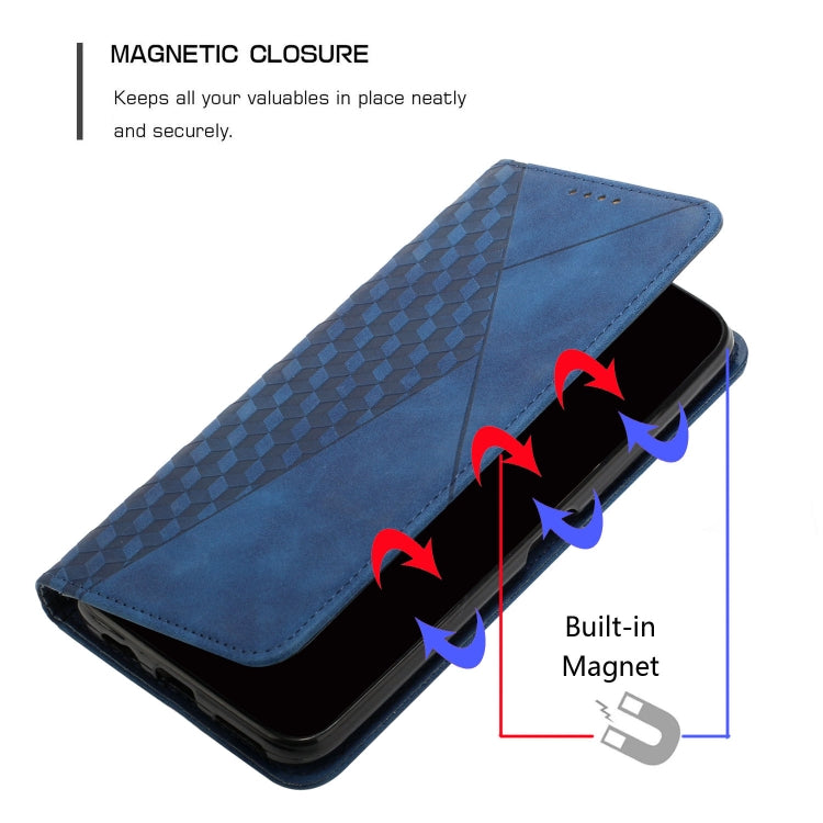 For Motorola Edge 2024 Diamond Splicing Skin Feel Magnetic Leather Phone Case(Blue) by buy2fix