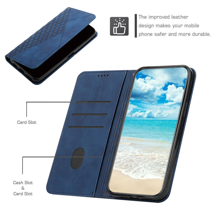 For Motorola Edge 2024 Diamond Splicing Skin Feel Magnetic Leather Phone Case(Blue) by buy2fix