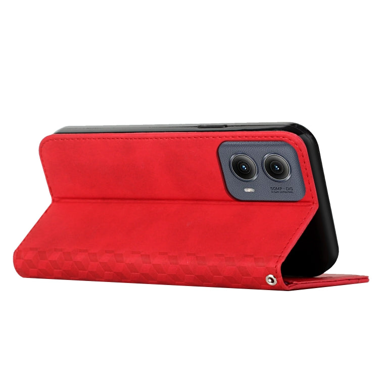 For Motorola Edge 2024 Diamond Splicing Skin Feel Magnetic Leather Phone Case(Red) by buy2fix