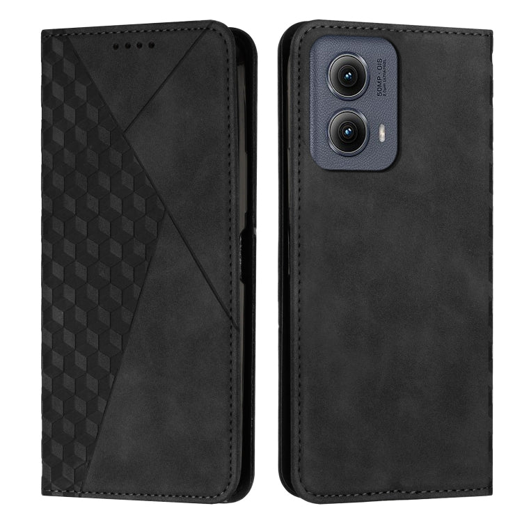 For Motorola Edge 2024 Diamond Splicing Skin Feel Magnetic Leather Phone Case(Black) by buy2fix