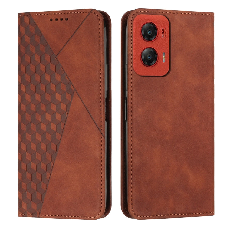 For Motorola Moto G Stylus 5G 2024 Diamond Splicing Skin Feel Magnetic Leather Phone Case(Brown) by buy2fix