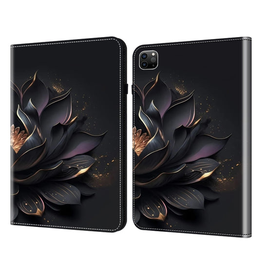 For iPad Air 13 2024 / Pro 12.9 2022 Crystal Texture Painted Leather Tablet Case(Purple Lotus)