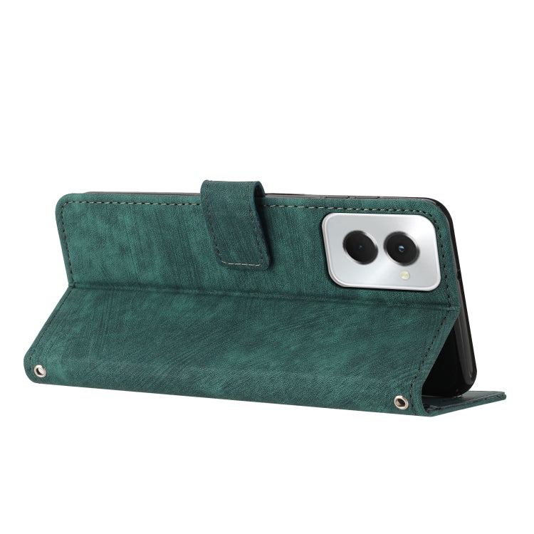 For Motorola Moto G Power 5G 2024 Skin Feel Stripe Pattern Leather Phone Case with Lanyard(Green) by buy2fix