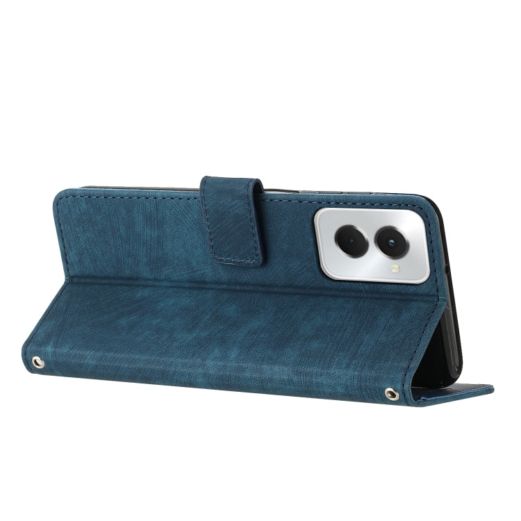 For Motorola Moto G Power 5G 2024 Skin Feel Stripe Pattern Leather Phone Case with Lanyard(Blue) by buy2fix