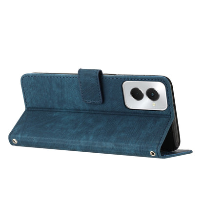 For Motorola Moto G Power 5G 2024 Skin Feel Stripe Pattern Leather Phone Case with Lanyard(Blue) by buy2fix