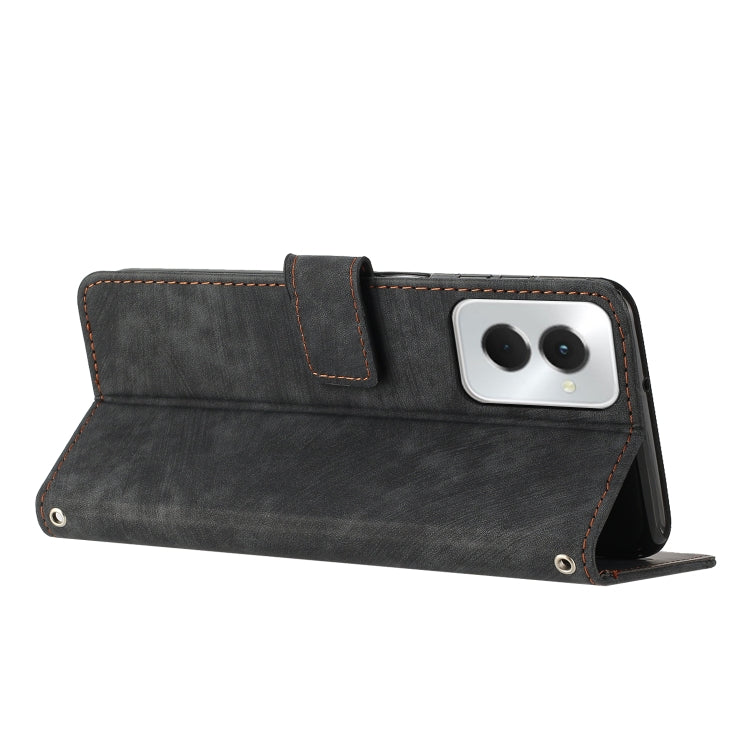 For Motorola Moto G Power 5G 2024 Skin Feel Stripe Pattern Leather Phone Case with Lanyard(Black) by buy2fix