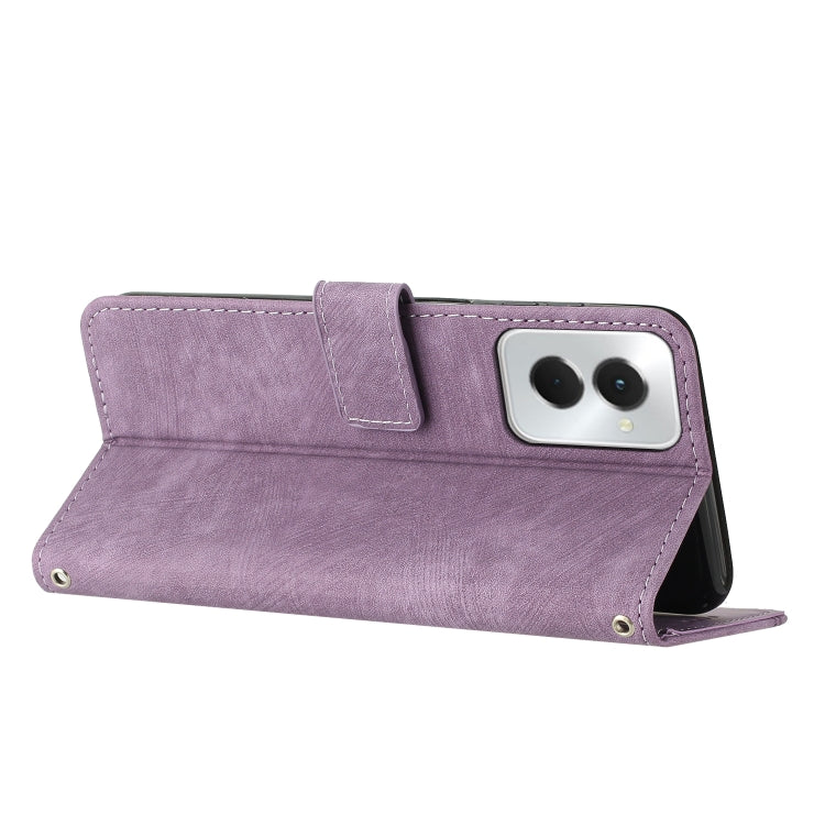 For Motorola Moto G Power 5G 2024 Skin Feel Stripe Pattern Leather Phone Case with Lanyard(Purple) by buy2fix