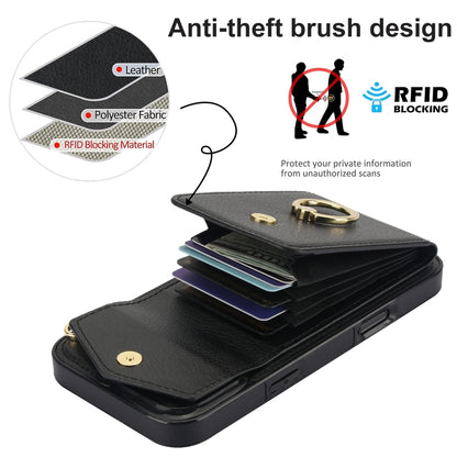 For iPhone 16 Pro Ring Holder RFID Card Slot Phone Case(Black) by buy2fix