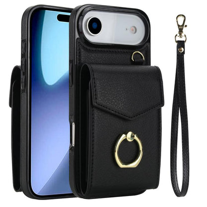 For iPhone Air Ring Holder RFID Card Slot Phone Case(Black) - iPhone Air Cases by buy2fix | Online Shopping UK | buy2fix