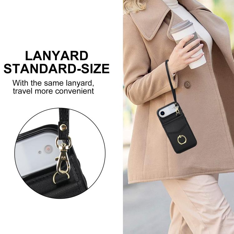 For iPhone Air Ring Holder RFID Card Slot Phone Case(Black) - iPhone Air Cases by buy2fix | Online Shopping UK | buy2fix