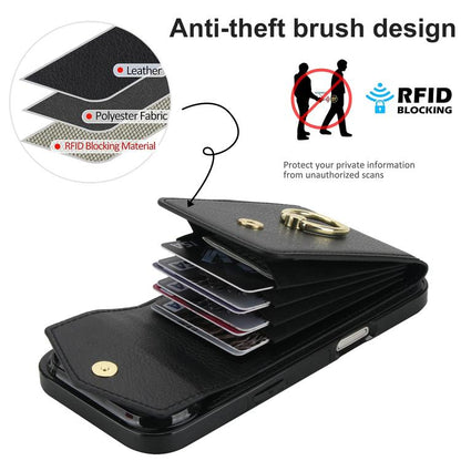 For iPhone Air Ring Holder RFID Card Slot Phone Case(Black) - iPhone Air Cases by buy2fix | Online Shopping UK | buy2fix