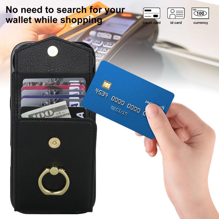 For iPhone Air Ring Holder RFID Card Slot Phone Case(Black) - iPhone Air Cases by buy2fix | Online Shopping UK | buy2fix