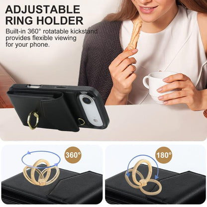 For iPhone Air Ring Holder RFID Card Slot Phone Case(Black) - iPhone Air Cases by buy2fix | Online Shopping UK | buy2fix