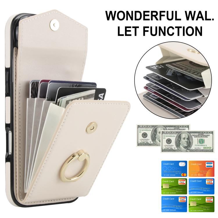 For iPhone Air Ring Holder RFID Card Slot Phone Case(Beige) - iPhone Air Cases by buy2fix | Online Shopping UK | buy2fix