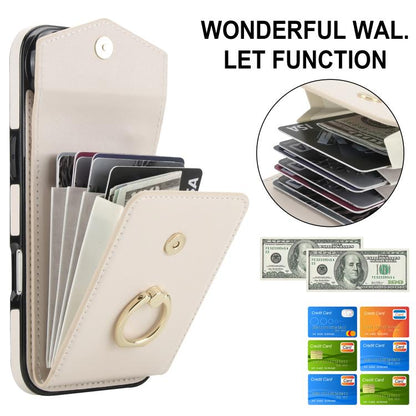 For iPhone Air Ring Holder RFID Card Slot Phone Case(Beige) - iPhone Air Cases by buy2fix | Online Shopping UK | buy2fix