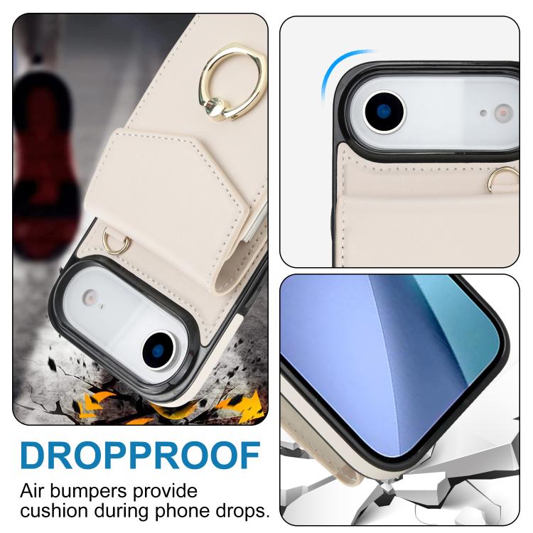 For iPhone Air Ring Holder RFID Card Slot Phone Case(Beige) - iPhone Air Cases by buy2fix | Online Shopping UK | buy2fix