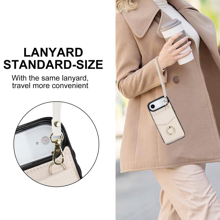 For iPhone Air Ring Holder RFID Card Slot Phone Case(Beige) - iPhone Air Cases by buy2fix | Online Shopping UK | buy2fix