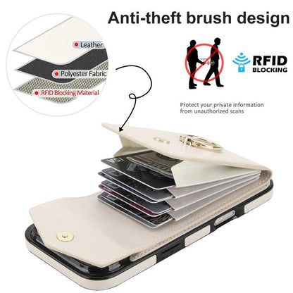 For iPhone Air Ring Holder RFID Card Slot Phone Case(Beige) - iPhone Air Cases by buy2fix | Online Shopping UK | buy2fix