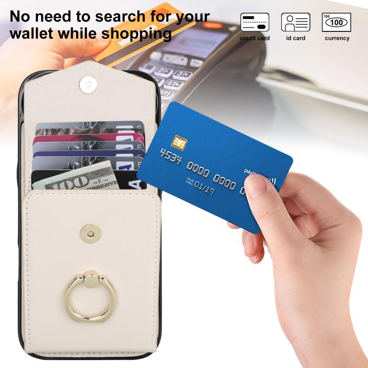 For iPhone Air Ring Holder RFID Card Slot Phone Case(Beige) - iPhone Air Cases by buy2fix | Online Shopping UK | buy2fix