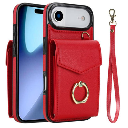 For iPhone Air Ring Holder RFID Card Slot Phone Case(Red) - iPhone Air Cases by buy2fix | Online Shopping UK | buy2fix