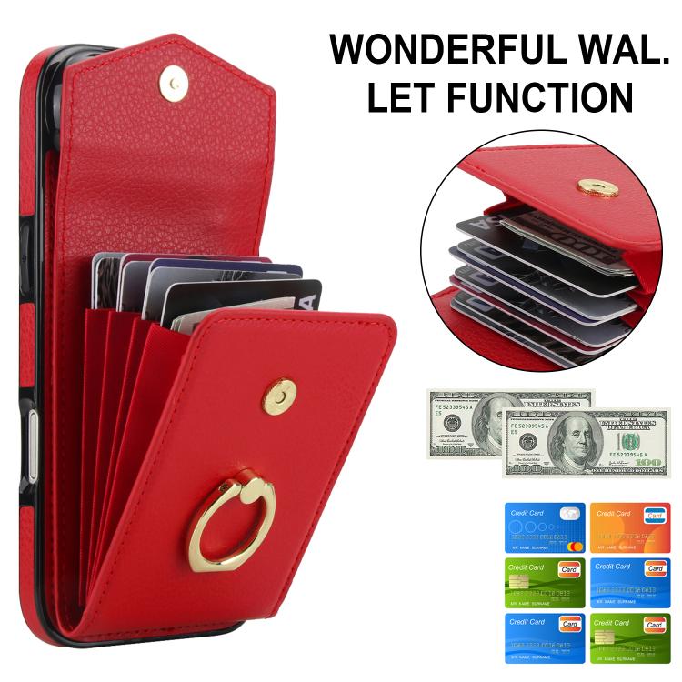 For iPhone Air Ring Holder RFID Card Slot Phone Case(Red) - iPhone Air Cases by buy2fix | Online Shopping UK | buy2fix