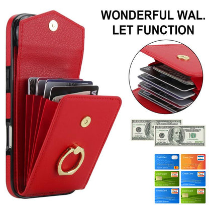 For iPhone Air Ring Holder RFID Card Slot Phone Case(Red) - iPhone Air Cases by buy2fix | Online Shopping UK | buy2fix
