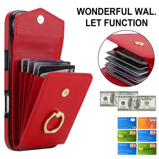 For iPhone Air Ring Holder RFID Card Slot Phone Case(Red) - iPhone Air Cases by buy2fix | Online Shopping UK | buy2fix