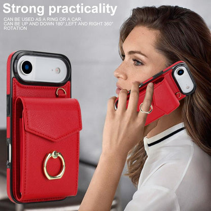 For iPhone Air Ring Holder RFID Card Slot Phone Case(Red) - iPhone Air Cases by buy2fix | Online Shopping UK | buy2fix