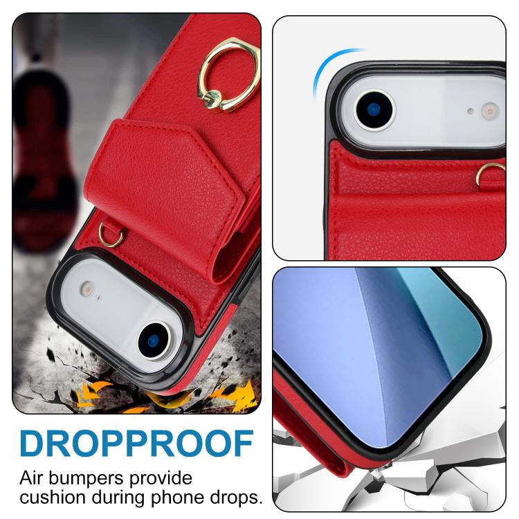 For iPhone Air Ring Holder RFID Card Slot Phone Case(Red) - iPhone Air Cases by buy2fix | Online Shopping UK | buy2fix