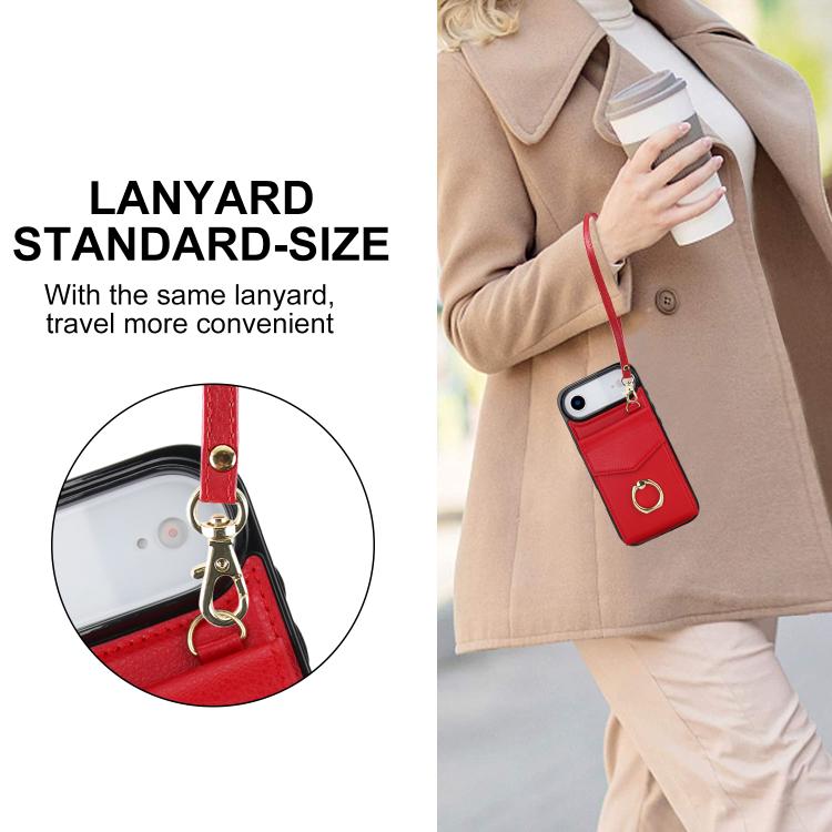 For iPhone Air Ring Holder RFID Card Slot Phone Case(Red) - iPhone Air Cases by buy2fix | Online Shopping UK | buy2fix