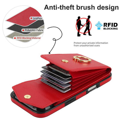 For iPhone Air Ring Holder RFID Card Slot Phone Case(Red) - iPhone Air Cases by buy2fix | Online Shopping UK | buy2fix