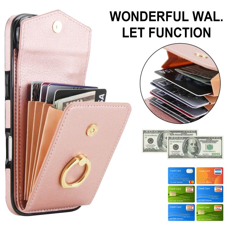 For iPhone Air Ring Holder RFID Card Slot Phone Case(Rose Gold) - iPhone Air Cases by buy2fix | Online Shopping UK | buy2fix