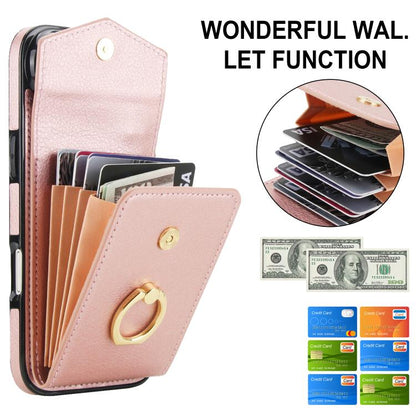 For iPhone Air Ring Holder RFID Card Slot Phone Case(Rose Gold) - iPhone Air Cases by buy2fix | Online Shopping UK | buy2fix