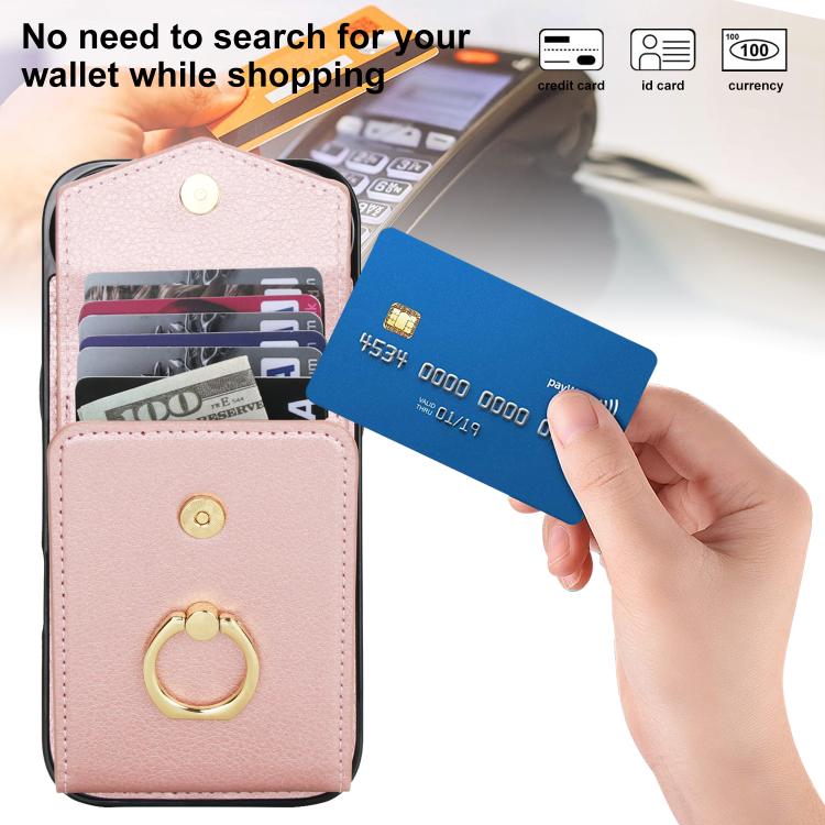 For iPhone Air Ring Holder RFID Card Slot Phone Case(Rose Gold) - iPhone Air Cases by buy2fix | Online Shopping UK | buy2fix