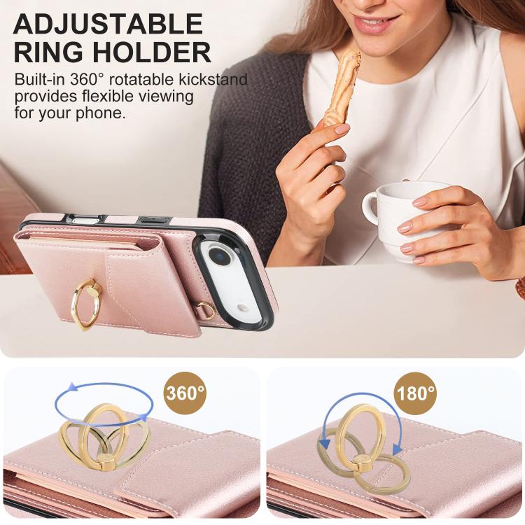 For iPhone Air Ring Holder RFID Card Slot Phone Case(Rose Gold) - iPhone Air Cases by buy2fix | Online Shopping UK | buy2fix
