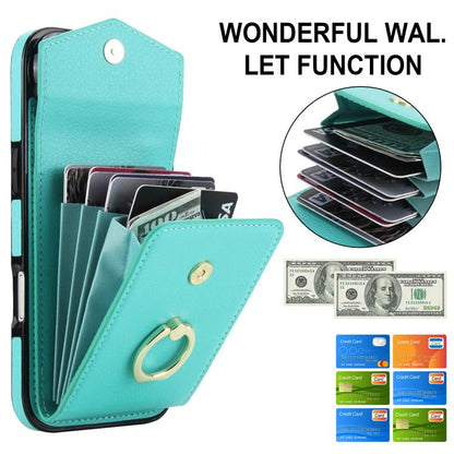 For iPhone Air Ring Holder RFID Card Slot Phone Case(Mint Green) - iPhone Air Cases by buy2fix | Online Shopping UK | buy2fix