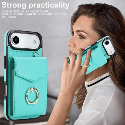 For iPhone Air Ring Holder RFID Card Slot Phone Case(Mint Green) - iPhone Air Cases by buy2fix | Online Shopping UK | buy2fix