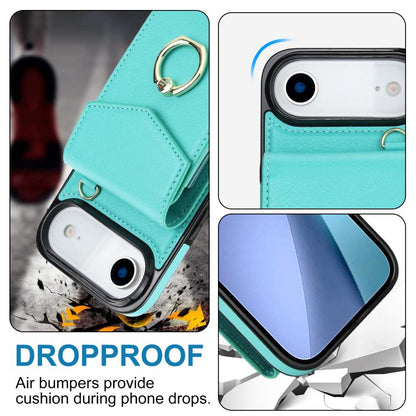 For iPhone Air Ring Holder RFID Card Slot Phone Case(Mint Green) - iPhone Air Cases by buy2fix | Online Shopping UK | buy2fix