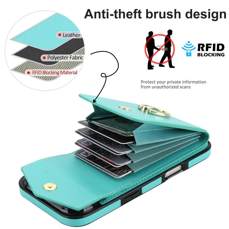 For iPhone Air Ring Holder RFID Card Slot Phone Case(Mint Green) - iPhone Air Cases by buy2fix | Online Shopping UK | buy2fix