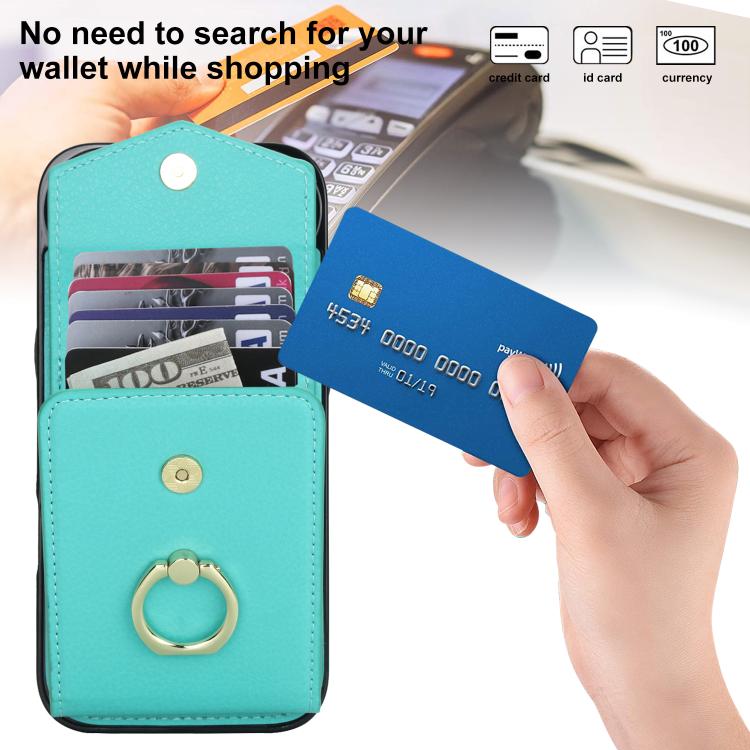 For iPhone Air Ring Holder RFID Card Slot Phone Case(Mint Green) - iPhone Air Cases by buy2fix | Online Shopping UK | buy2fix