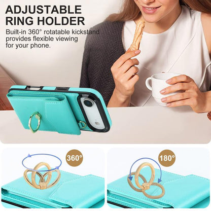 For iPhone Air Ring Holder RFID Card Slot Phone Case(Mint Green) - iPhone Air Cases by buy2fix | Online Shopping UK | buy2fix