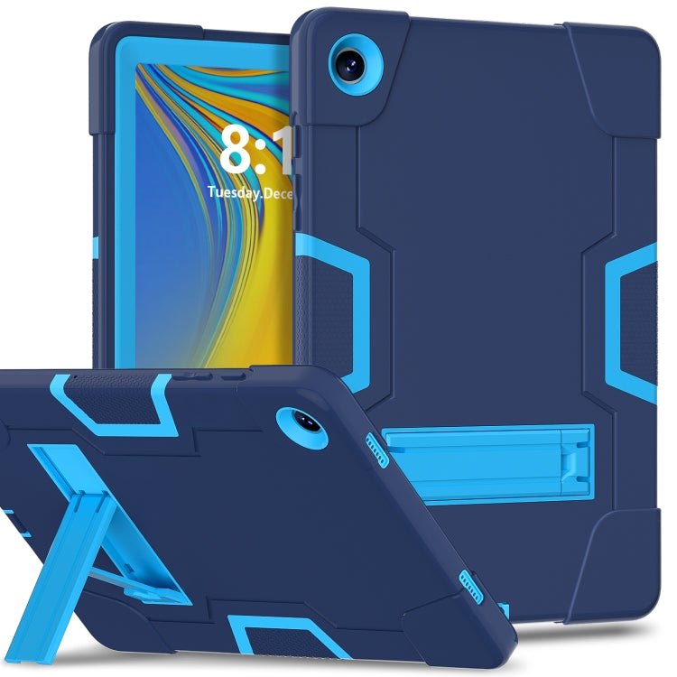 For Samsung Galaxy Tab A9+ Contrast Color Silicone PC Tablet Case with Holder(Navy Blue + Blue) by buy2fix