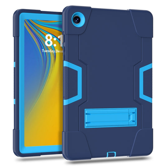 For Samsung Galaxy Tab A9+ Contrast Color Silicone PC Tablet Case with Holder(Navy Blue + Blue) by buy2fix