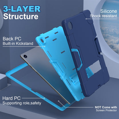 For Samsung Galaxy Tab A9+ Contrast Color Silicone PC Tablet Case with Holder(Navy Blue + Blue) by buy2fix